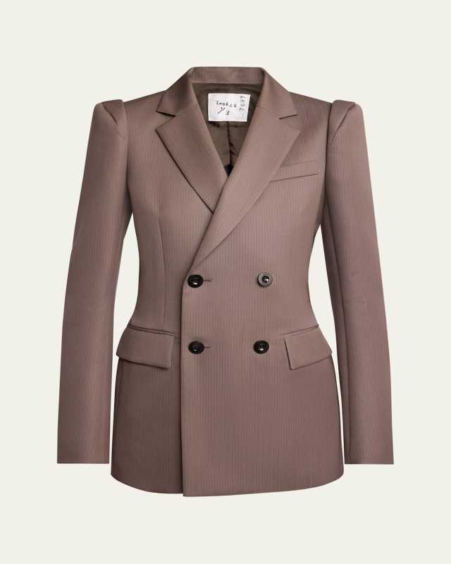 Hybrid Double-Breasted Pleated Back Blazer